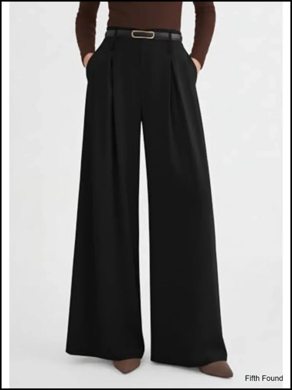 Wide Leg Trousers High Waisted Elastic Dress Pants Pleated Slacks Palazzo